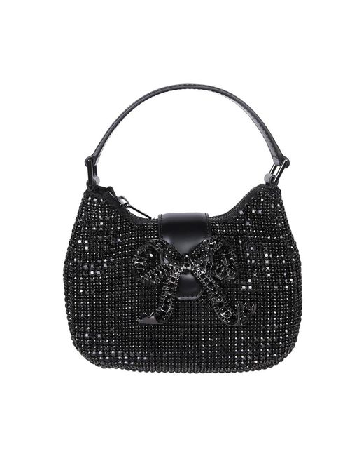 Self-Portrait Black Glitzernde Diamant-Schleifen-Tasche