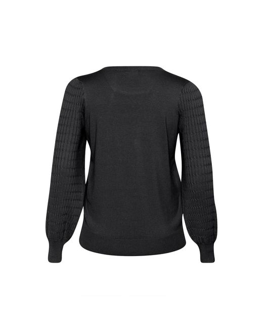 Kaffe Black Schwarzer Auster-Strickpullover Mit Puffärmeln
