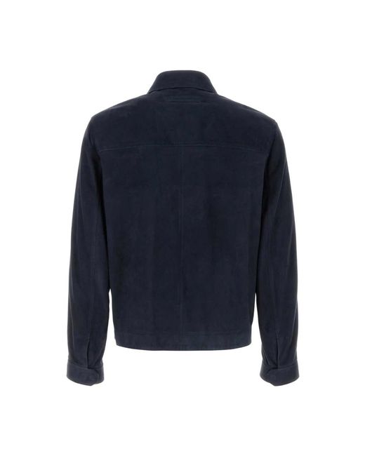 Zegna Blue Leather Jackets for men