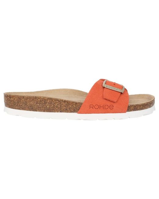Rohde Schoenen ,Rood ,Suède Rode Damessandaal Voor De Zomer in het Pink