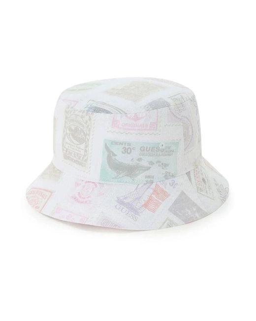 Guess Gemusterter Bi-Color Bucket Hat Mit Logo in White für Herren