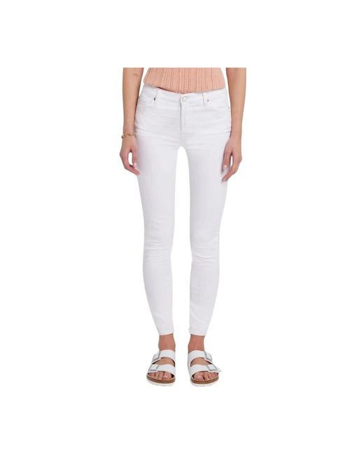 Pantalón skinny crop cintura alta blanco 7 For All Mankind de color Pink