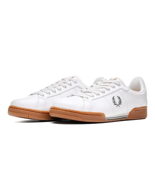 Fred Perry Authentic B722 Leather Sneaker Snow White And Field Green for men