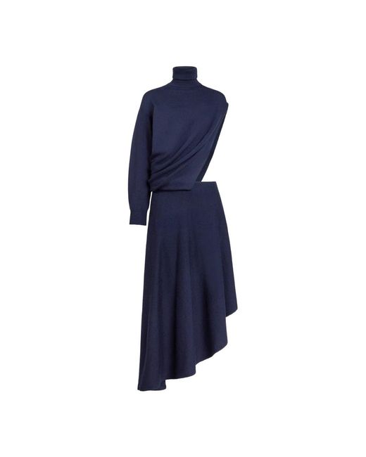 Alaïa Kleedjes ,Zwart ,Wol Cut-Out Wollen Jurk in het Blue