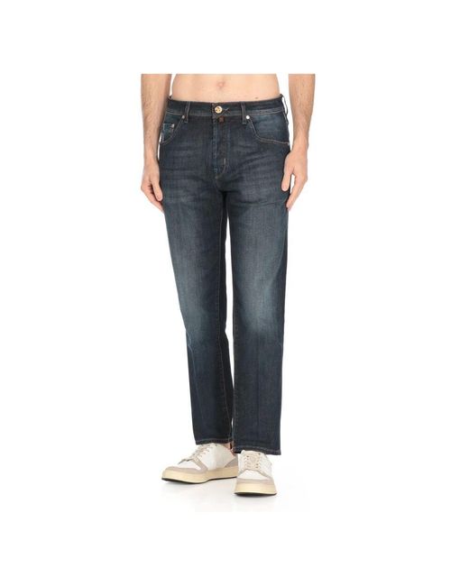 Jacob Cohen Blaue Baumwolljeans Mit Logopatch in Blue für Herren