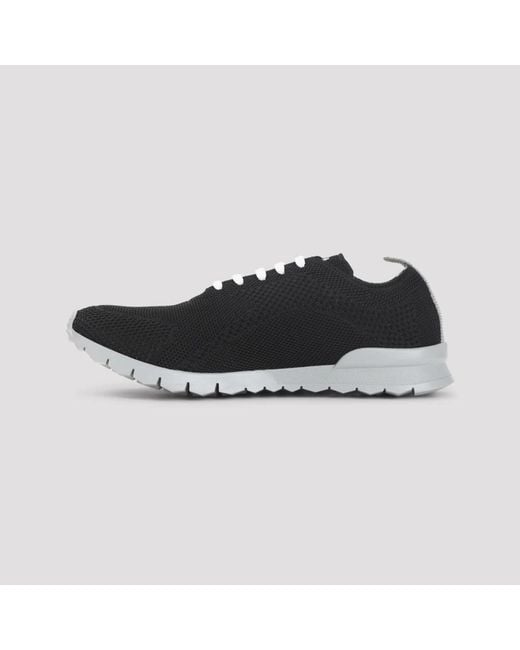 Kiton Black Lightweight Knit Sneakers for men