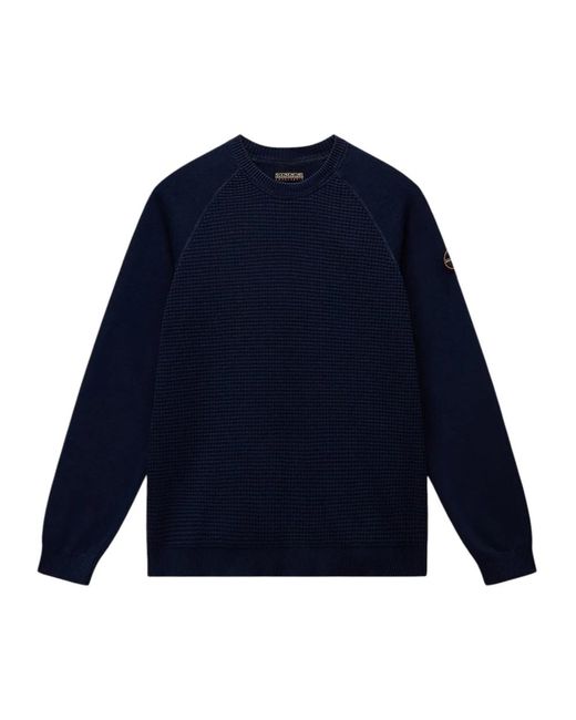 Napapijri Blue Round-Neck Knitwear for men