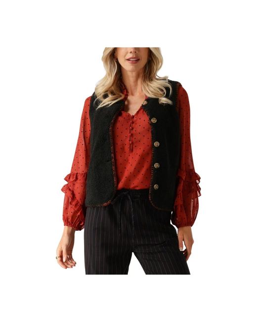 Ydence Jassen ,Zwart ,Zwarte Gilet Evelynn in het Red
