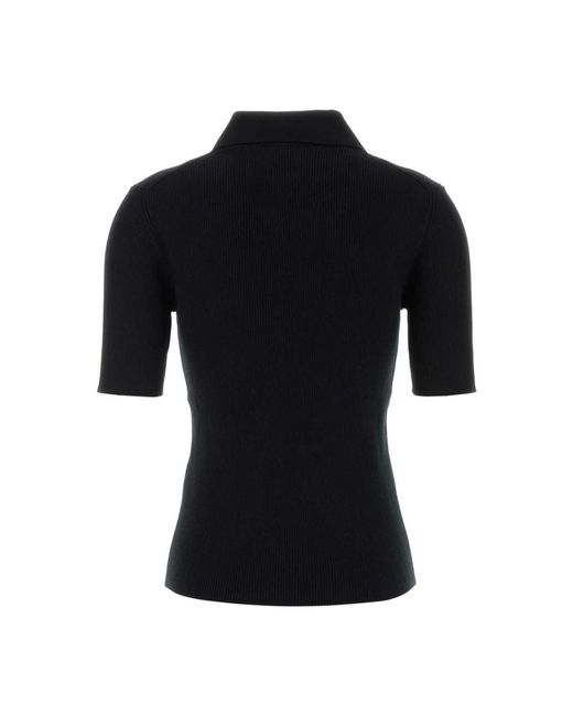 Jil Sander Tops ,Zwart ,Wol Superfijne Merino Wol Polo Shirt in het Black