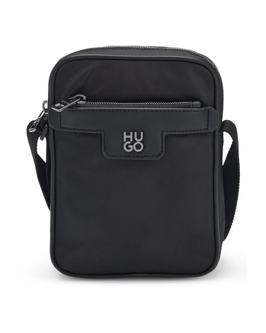 HUGO Strukturierte reporter-tasche mit gunmetal-hardware in Black für Herren