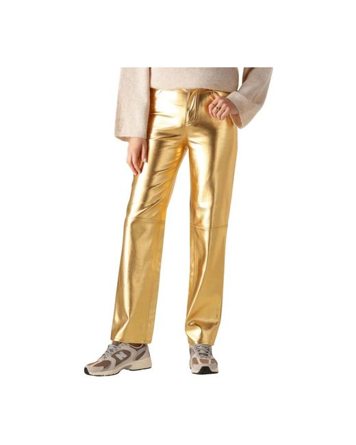 EDITED Broeken ,Geel ,Gouden Wijde Broek in het Metallic