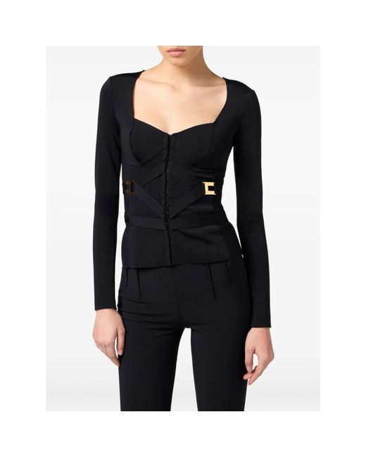 Elisabetta Franchi Black Long Sleeve Tops