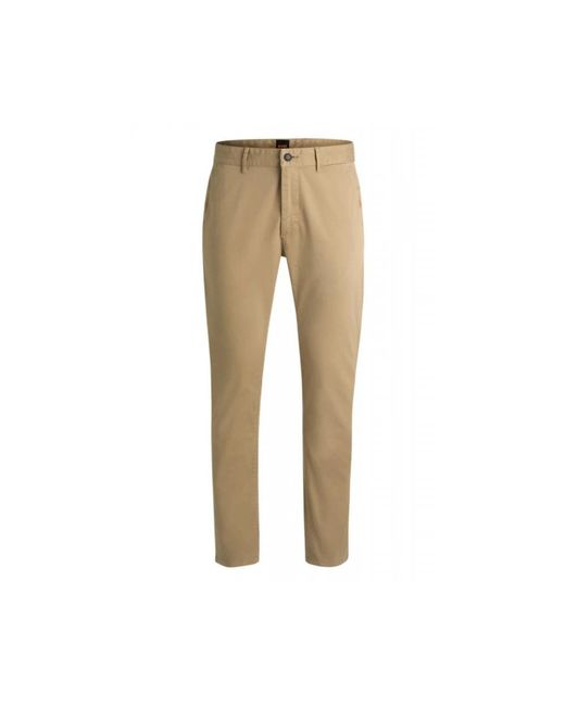 HUGO Broeken ,Katoen Chino Slim in het Natural voor heren
