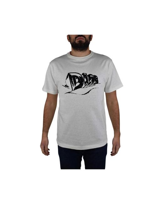 Dior Tops ,Wit ,Katoen Slub Katoen Jersey T-Shirt in het Gray voor heren