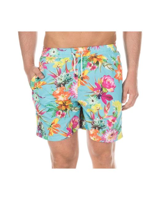 Hackett Badmode ,Blauw ,Polyester Bloemen Bermuda Zwembroek in het Blue voor heren