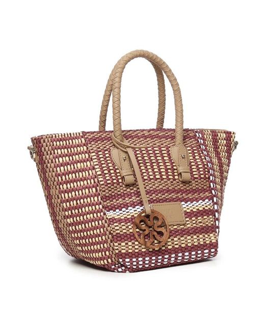 V73 Pink Rote Einkaufstasche Mit Logopatch