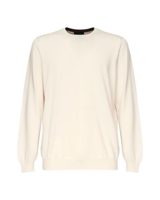 Fay White Round-Neck Knitwear for men