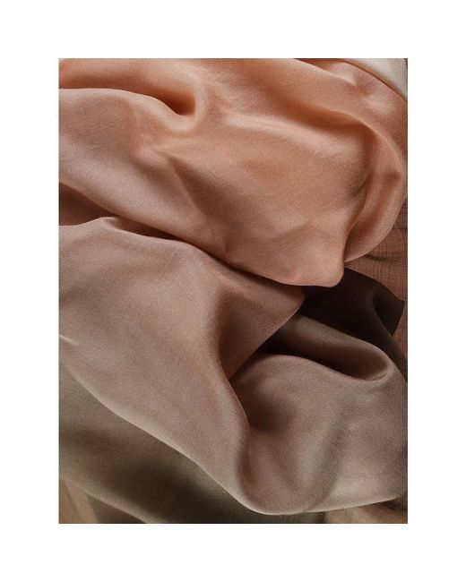 Faliero Sarti Brown Blauer seidenfransenschal