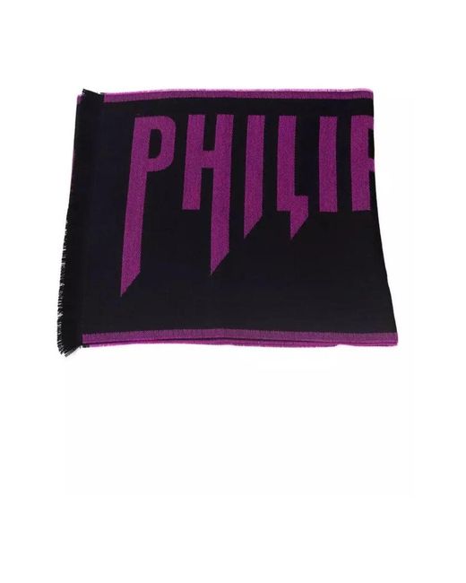 Philipp Plein Lila wollmischung fransenschal in Purple für Herren