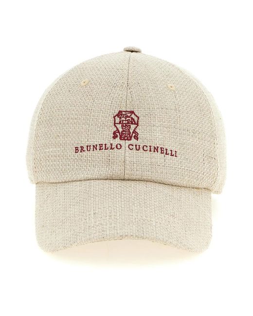 Brunello Cucinelli Baseball Cap in het Natural voor heren