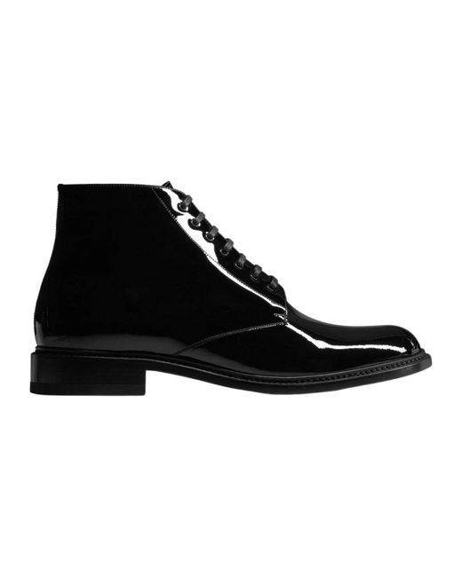 Saint Laurent Black Lace-Up Boots for men