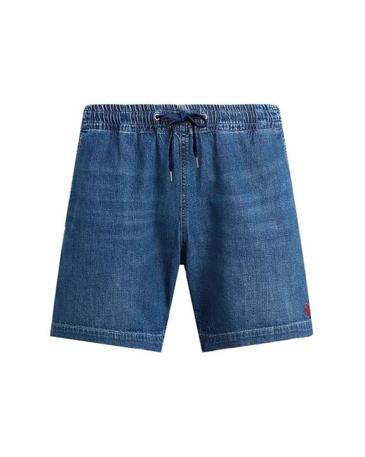 Ralph Lauren Blaue denim-shorts mit pony-stickerei in Blue für Herren