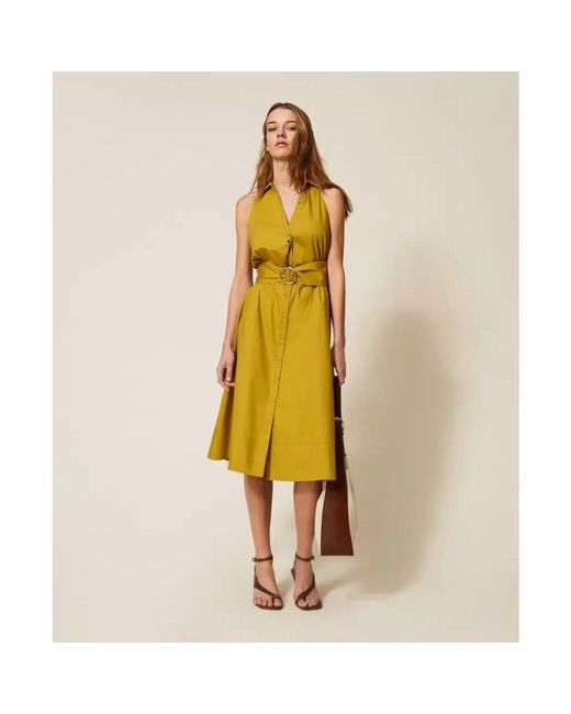 Twinset Yellow Shirt Dresses