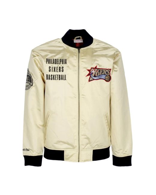 Mitchell & Ness Jassen ,Geel ,Satijn Nba Team Lichtgewicht Satijnen Bomberjack in het Natural voor heren