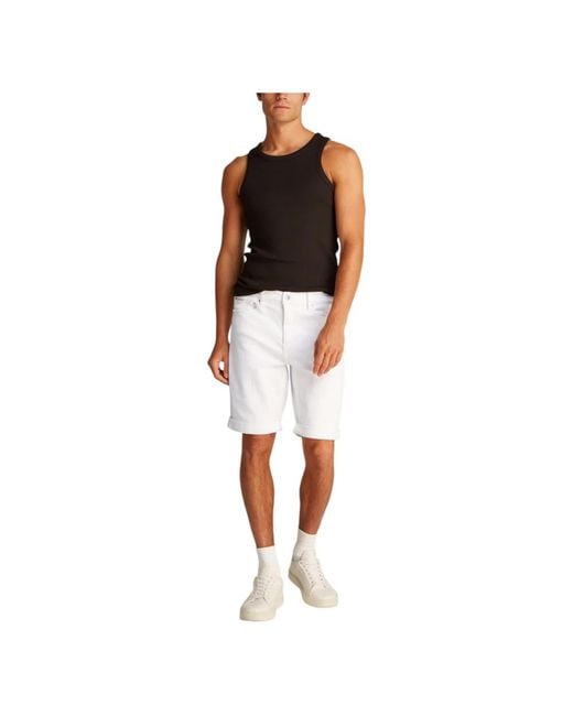 Calvin Klein White Denim Shorts for men