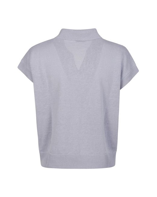 Peserico Blue V-Neck Knitwear