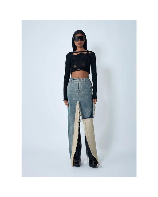 Rick Owens Blue Denim Skirts