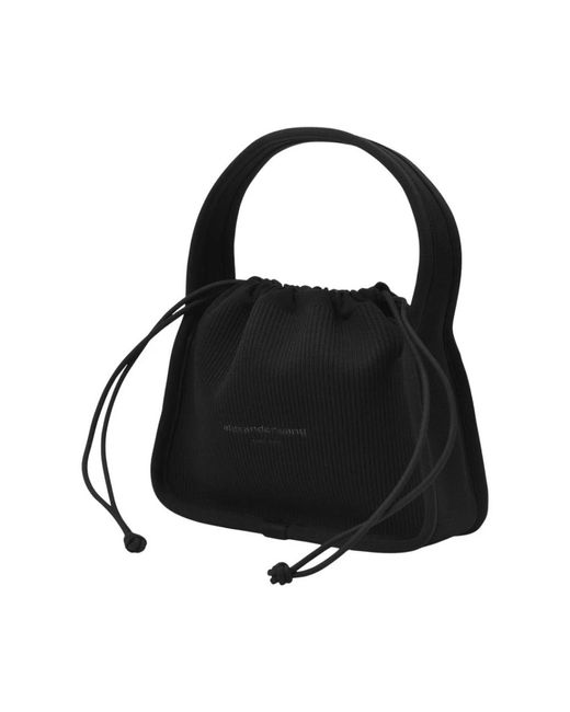 Alexander Wang Zwarte Canvas Trekkoord Kleine Tas in het Black