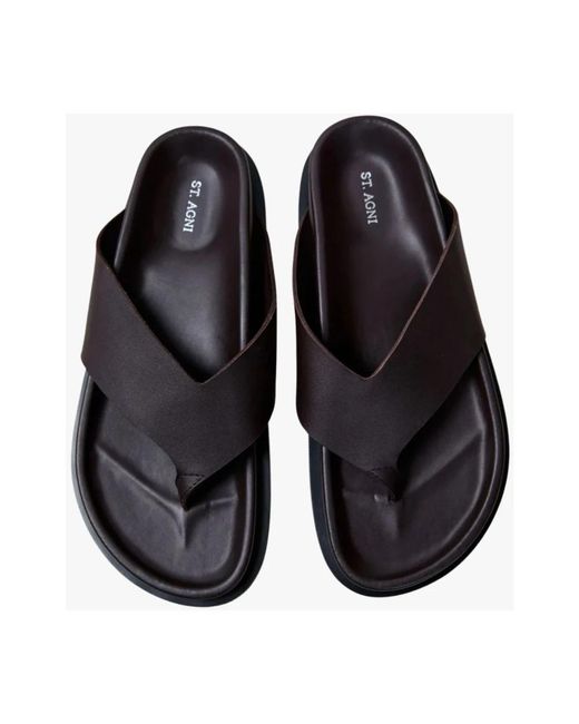 St. Agni Black Flip Flops