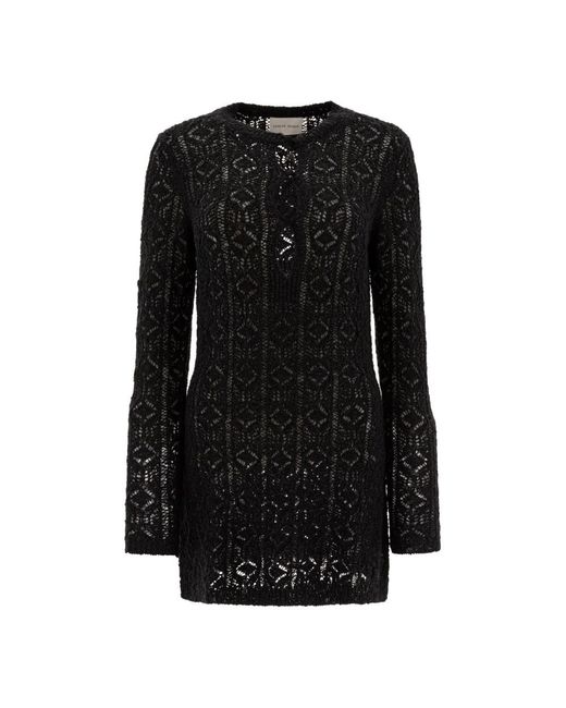 Loulou de Saison Zwarte Jurk Elegant Katoen-Zijde Mix in het Black