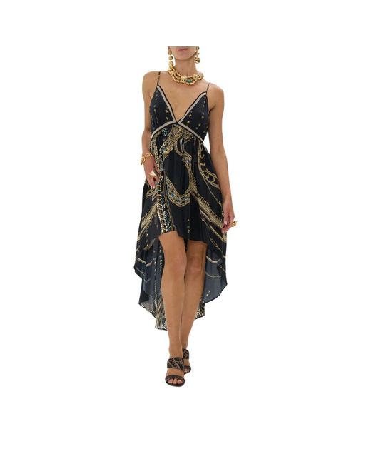 Camilla Kleedjes ,Veelkleurig ,Strappy High Low Jurk Bel Me Cleopatra in het Black