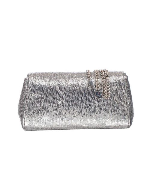 Orciani Gray Metallisch effekt leder umhängetasche,glattleder kettenschultertasche