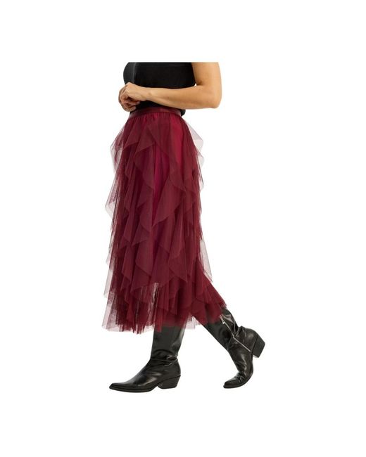 iN FRONT Red Midi Skirts