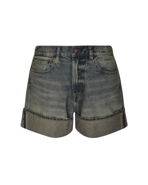R13 Gray Denim Shorts