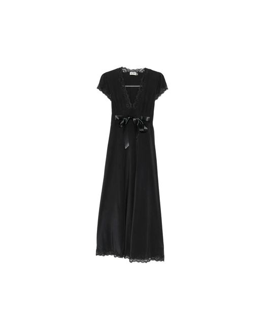 Rixo Marlice Zijden Midi Jurk in het Black