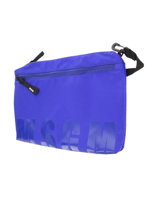 MSGM Blue Nylon Pouch Mit Logo