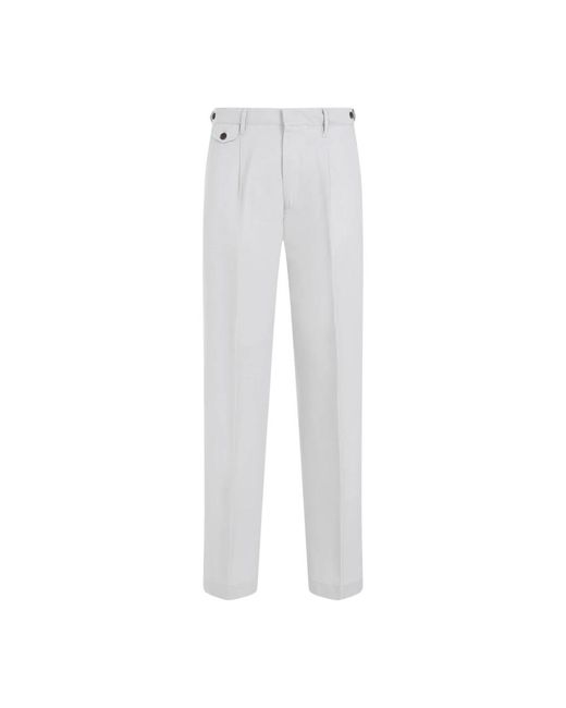Pleated cotton-linen chno pants di Dunhill in White da Uomo