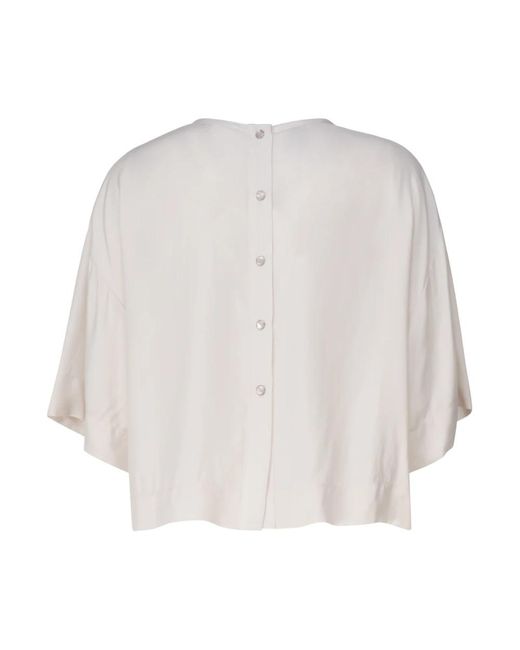 Pinko White Rosa creme bluse,drapiertes twill viskose cape shirt
