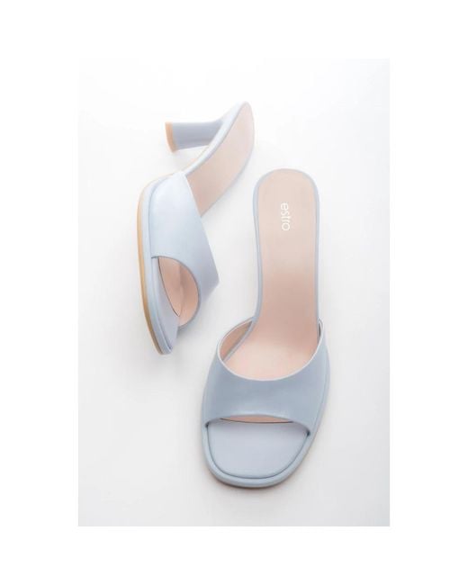 ESTRO Blue Heeled Mules