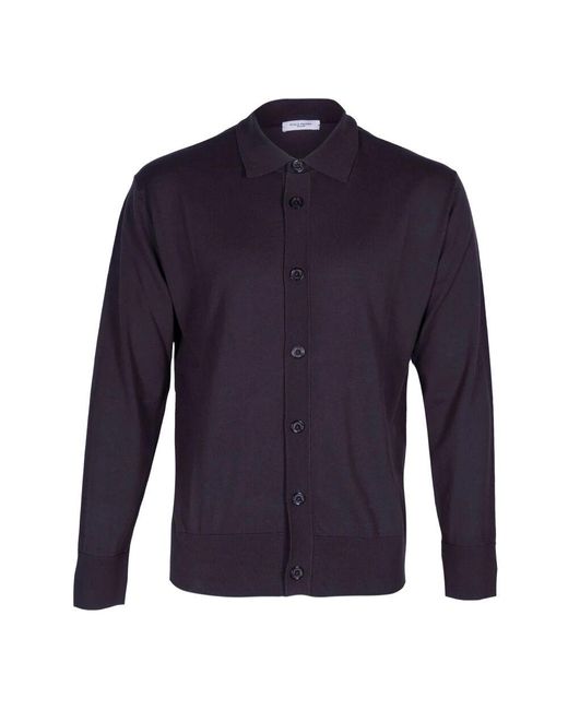 Paolo Pecora Slim Fit Strickhemd in Blue für Herren