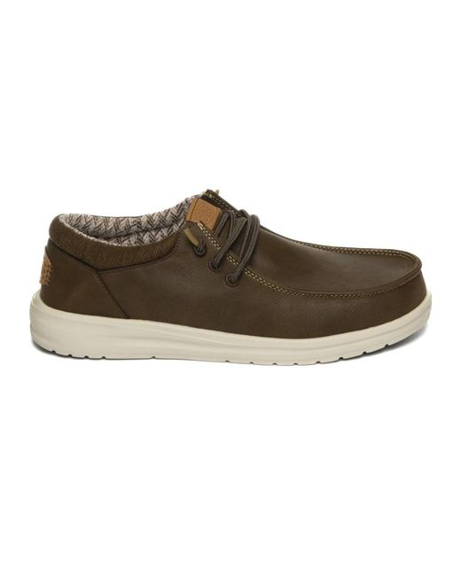 HeyDude Brown Laced Shoes for men