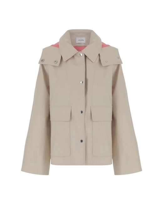 Yves Salomon Jassen ,Katoen Cotton Hooded Jacket in het Natural