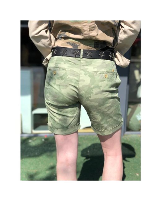 Mason's Green Camouflage bermuda shorts mit dekorativen nieten