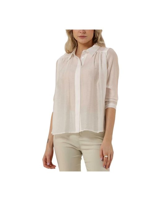 Minus Overhemden ,Wit ,Aneda 3/4 Sleeve Shirt in het Natural