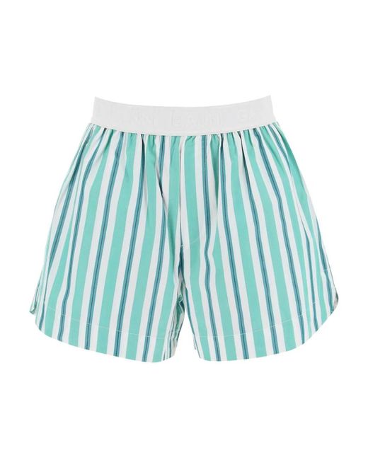Striped shorts with elastic waistband di Ganni in Blue