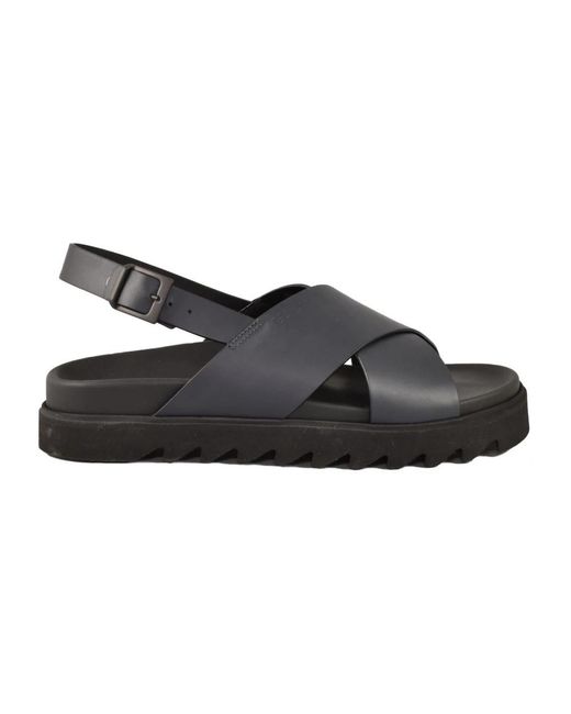 Testoni Black Flat Sandals for men
